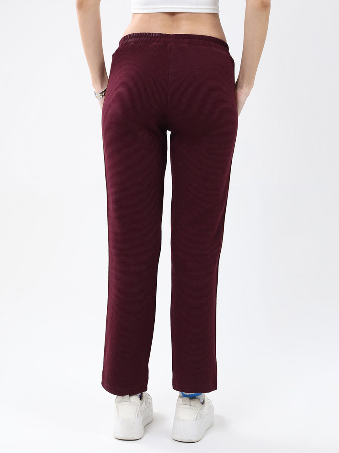 Women Maroon Solid Regular Fit Winter Lower