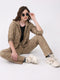 Women Beige Printed Hooded Full Sleeve Cords Set