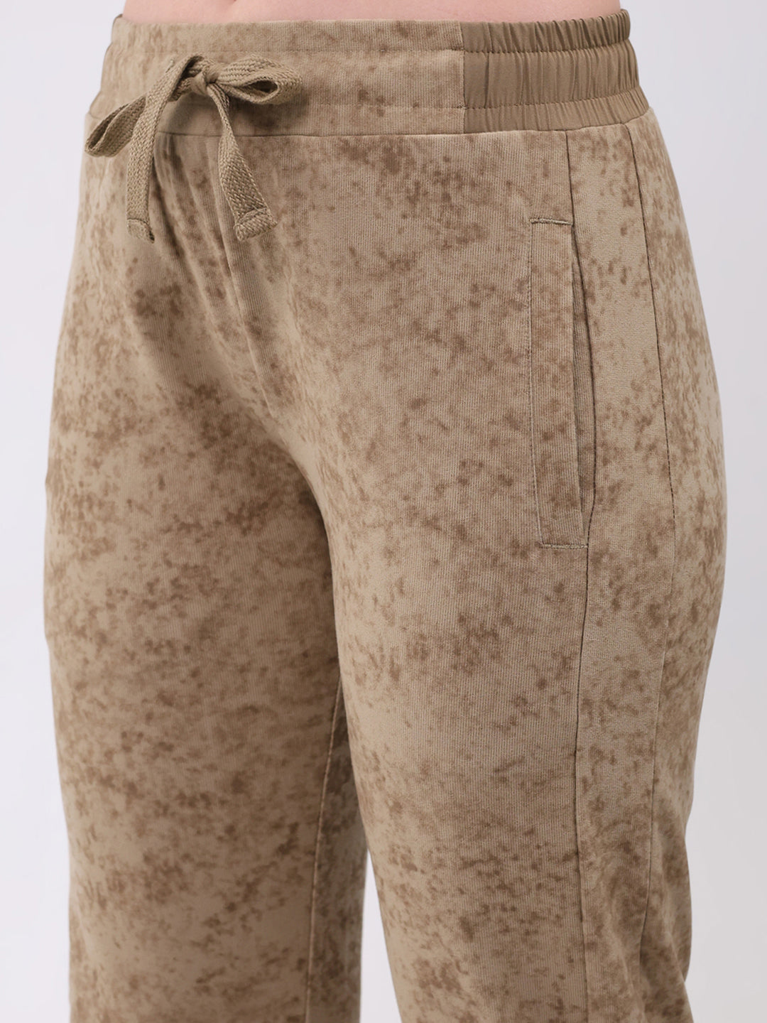 Women Beige Printed Hooded Full Sleeve Cords Set