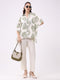 Women Cream Printed Collar Neck Cords Set