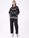 Women Black Printed Collar 3/4th Sleeve Cords Set