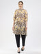 Women Beige Printed Round Neck 3/4th Sleeve Winter Kurti
