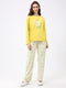 Women Yellow Printed Round Neck Full Sleeve Lower Set