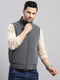 Men Grey Solid Collar Sleeveless Reversible Jacket