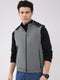 Men Olive Solid Hooded Sleeveless Reversible Jacket