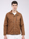 Men Brown Solid Collar Full Sleeve Jacket