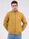 Men Mustard Solid Mock Neck Full Sleeve Jacket