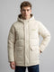 Men Cream Solid Hooded Full Sleeve Jacket