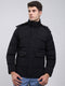 Men Black Solid Hooded Full Sleeve Jacket