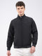 Men Black Solid Mock Neck Full Sleeve Jacket