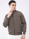 Men Brown Solid Collar Full Sleeve Jacket