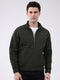 Men Green Solid Mock Neck Full Sleeve Jacket