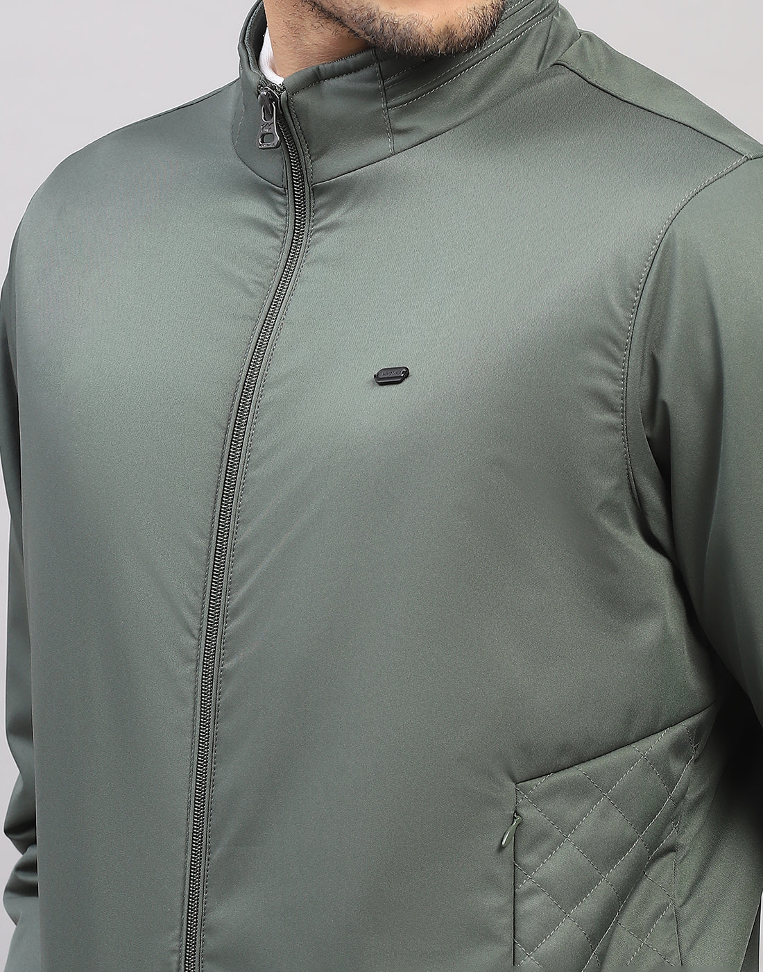 Men Green Solid  Full Sleeve Jacket