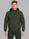 Men Green Solid Hooded Full Sleeve Jacket