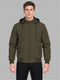 Men Brown Solid Hooded Full Sleeve Jacket