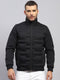 Men Black Solid Stand Collar Full Sleeve Jacket