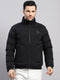 Men Black Solid Stand Collar Full Sleeve Jacket