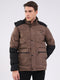 Men Brown Solid Hooded Full Sleeve Jacket