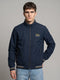 Men Navy Blue Solid Turtle Neck Full Sleeve Jacket