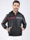 Men Black Solid Detachable Hood Full Sleeve Jacket