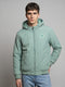 Men Light Green Solid Hooded Full Sleeve Jacket