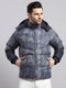 Men Charcoal Solid Hooded Full Sleeve Jacket