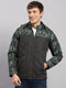Men Olive Solid Hooded Full Sleeve Jacket