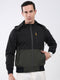 Men Olive Solid Detachable Hood Full Sleeve Jacket