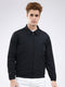 Men Black Solid Collar Full Sleeve Jacket