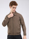 Men Brown Solid Collar Full Sleeve Jacket