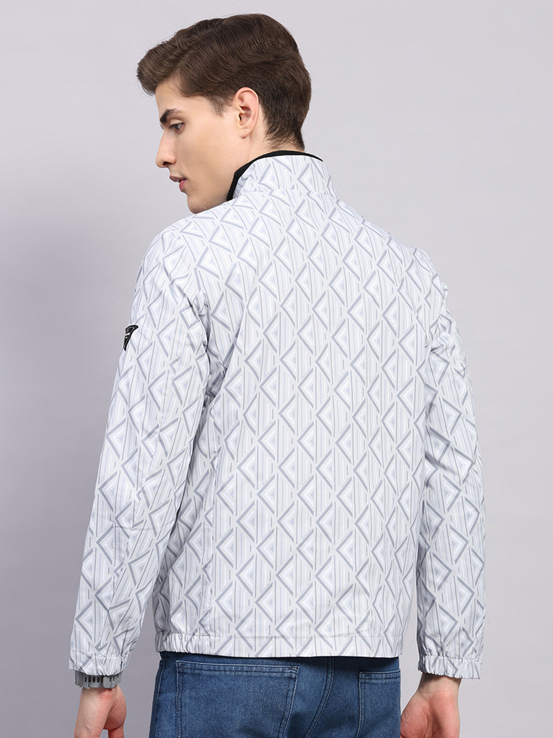 Men Grey Solid Hooded Full Sleeve Reversible Jacket