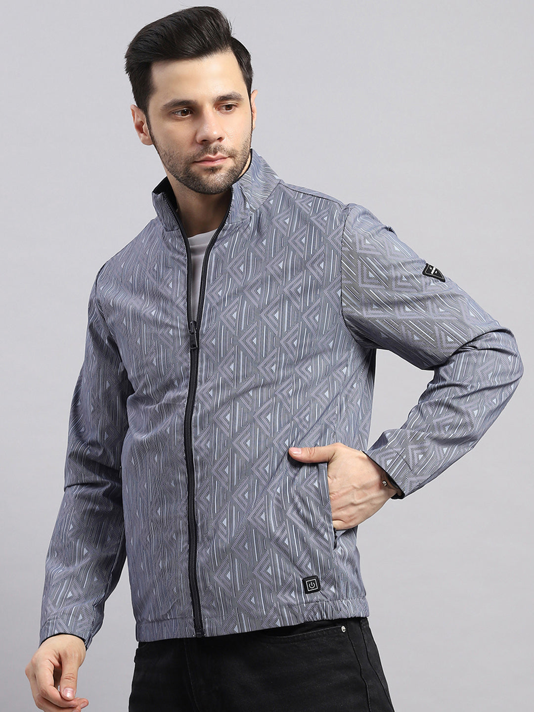 Men Navy Blue Solid Hooded Full Sleeve Reversible Jacket