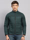 Men Olive Solid Collar Full Sleeve Reversible Jacket