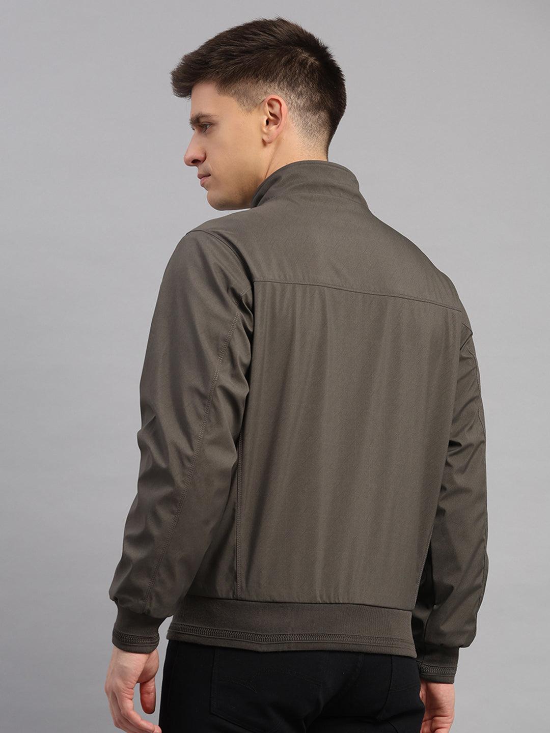 Men Grey Solid Collar Full Sleeve Reversible Jacket