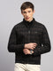 Men Brown Check Mock Neck Full Sleeve Jacket