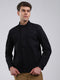 Men Black Solid Stand Collar Full Sleeve Jacket