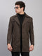 Men Brown Solid Collar Full Sleeve Coat