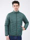 Men Dark Green Solid Collar Full Sleeve Jacket