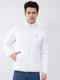 Men White Solid Collar Full Sleeve Jacket