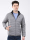 Men Grey Solid Collar Full Sleeve Jacket