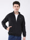 Men Black Printed Collar Full Sleeve Jacket