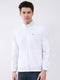 Men White Printed Collar Full Sleeve Jacket