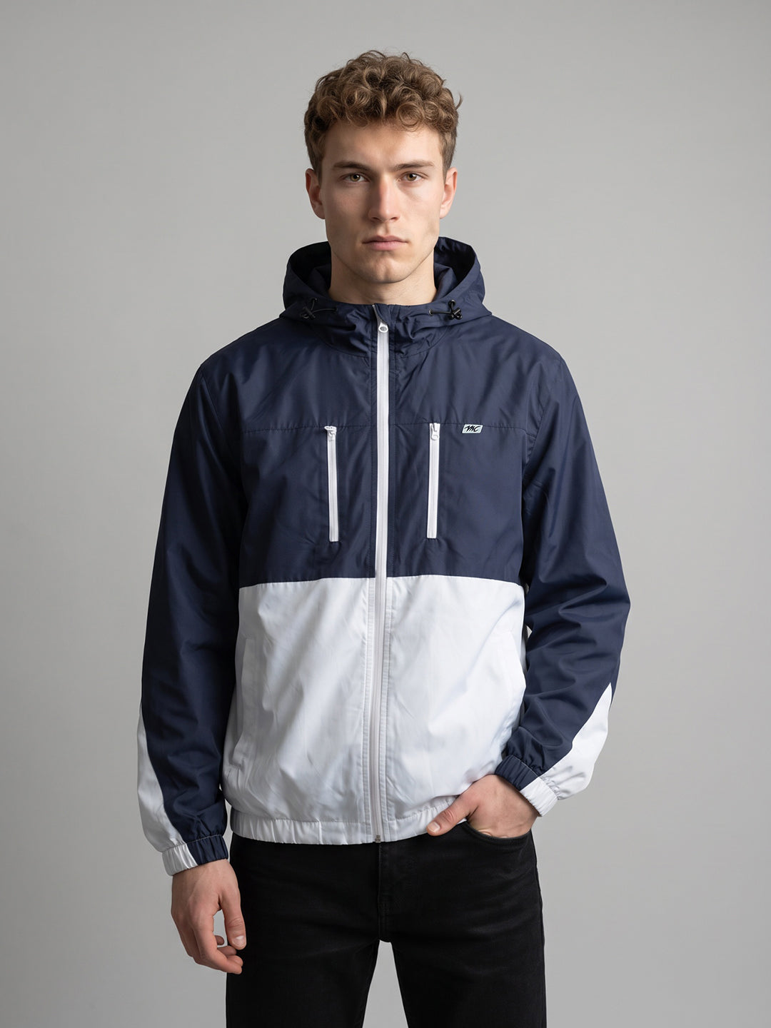 Men White Designer Hooded Full Sleeve Jacket
