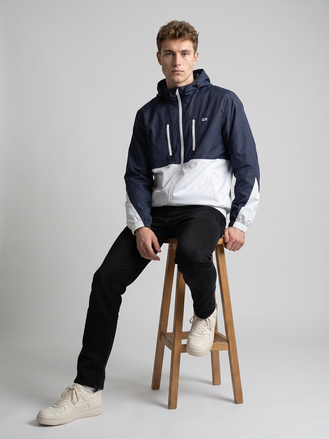 Men White Designer Hooded Full Sleeve Jacket