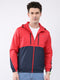 Men Red Printed Collar Full Sleeve Jacket