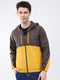 Men Brown Printed Collar Full Sleeve Jacket