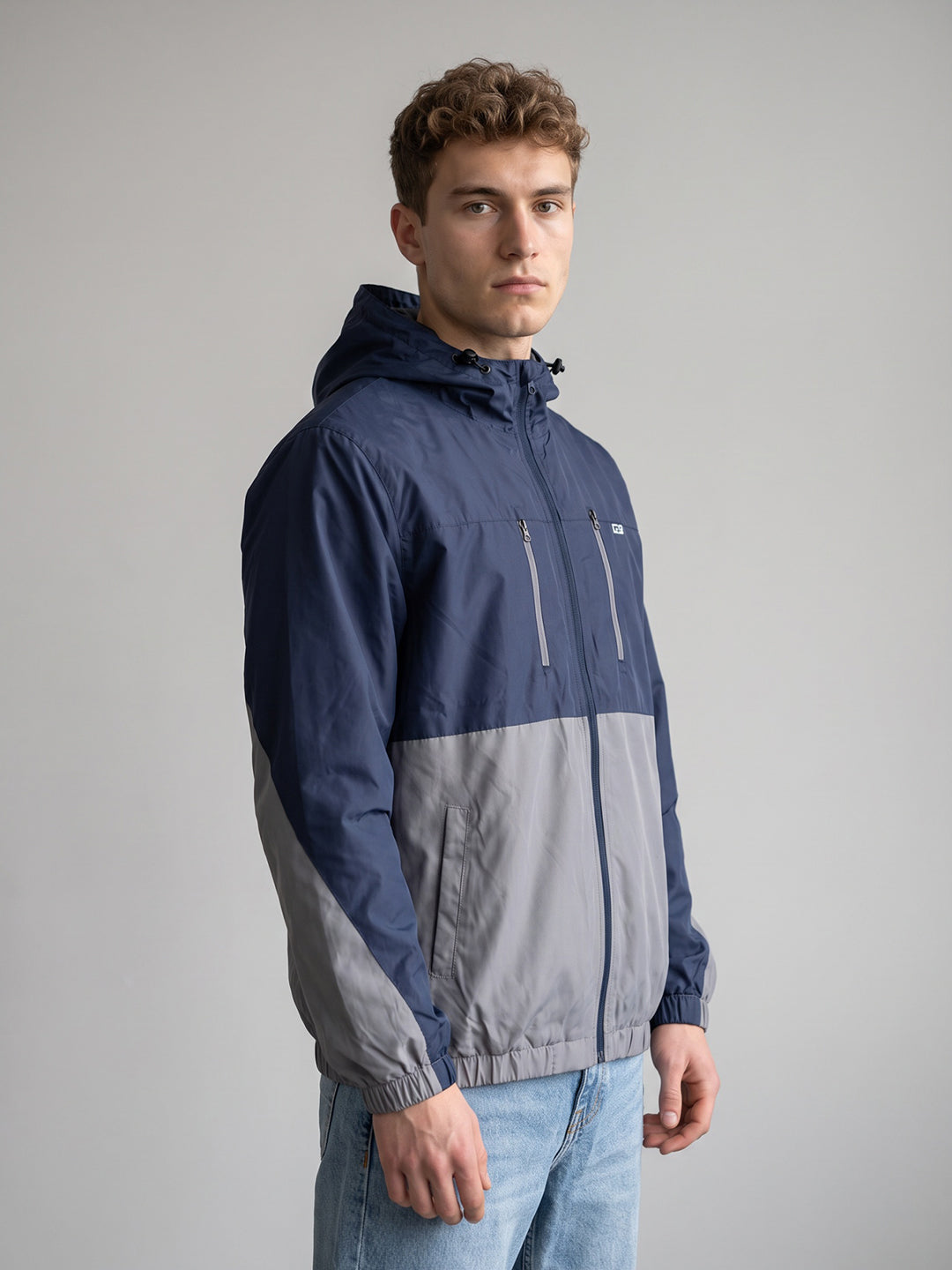 Men Grey Designer Hooded Full Sleeve Jacket
