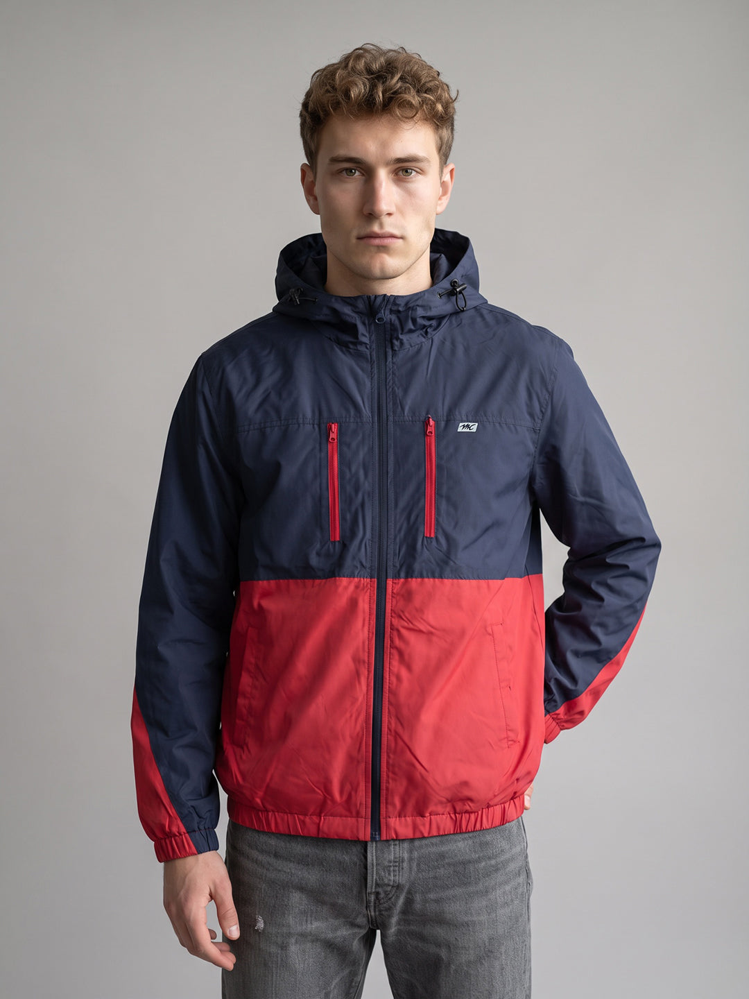 Men Red Designer Hooded Full Sleeve Jacket