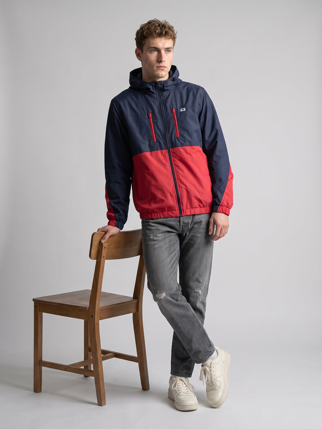 Men Red Designer Hooded Full Sleeve Jacket
