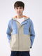 Men Sky Blue Printed Collar Full Sleeve Jacket